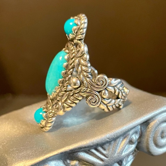 Sterling Turquoise Ring by Carolyn Pollack Size 9 - Picture 3 of 10
